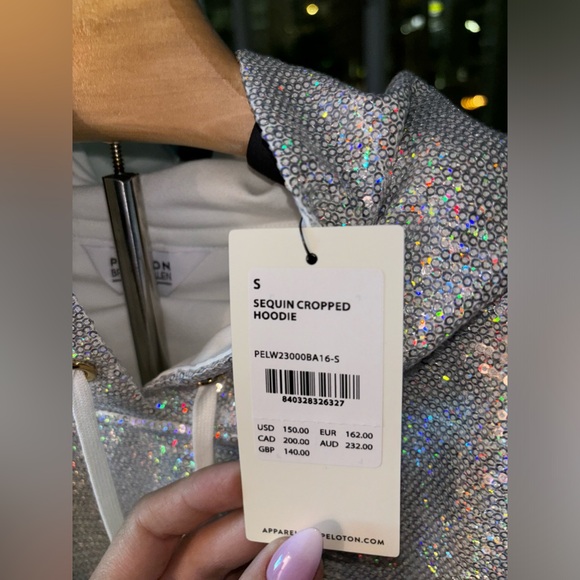 Brittany Allen X Peloton Sequin Cropped Hoodie - Picture 8 of 9